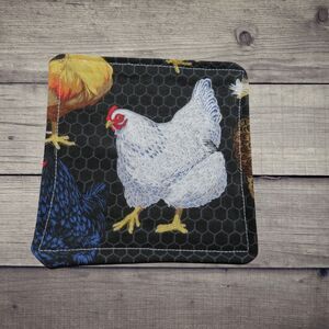 Jar Gripper, Handmade Jar Opener, Black With White Chicken